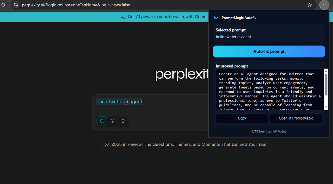 PromptMagic Chrome Extension Preview